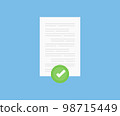 Approval document, consent, qualified icon logo design. Confirmed or approved document. Business icon. Contract conditions, research approval vector design and illustration. 98715449