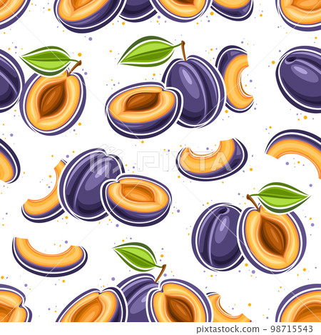 Vector Plum Seamless Pattern Vector Plum Seamless Pattern 98715543