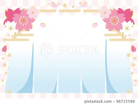 Frame background cherry blossom cherry blossom spring flower noren Japanese style Japanese pattern illustration material 98715599