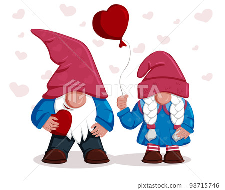 Couple of garden gnomes in love Couple of garden gnomes in love 98715746