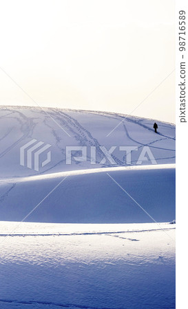 Snowy landscape of Tottori Sand Dunes 98716589