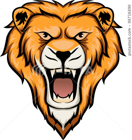 Angry lion head mascot character 98716890