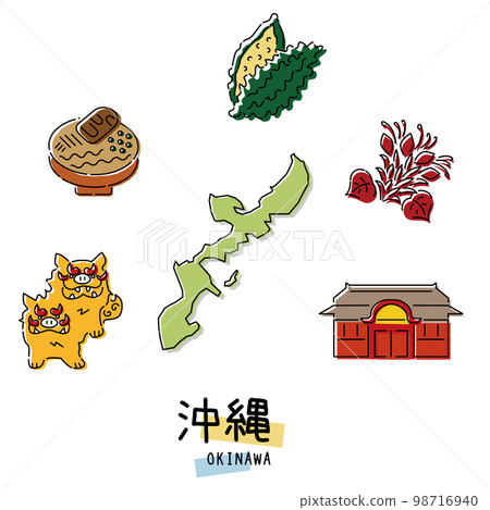 日本沖繩縣美食旅遊圖標集(畫線) 日本沖繩縣美食旅遊圖標集(畫線) 98716940