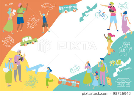 日本沖繩縣美食旅遊圖標集的框架圖 日本沖繩縣美食旅遊圖標集的框架圖 98716943