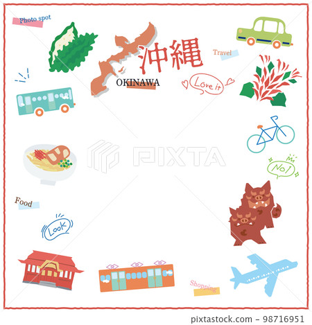 Set illustration of icons of gourmet tourism in Okinawa Prefecture, Japan 98716951