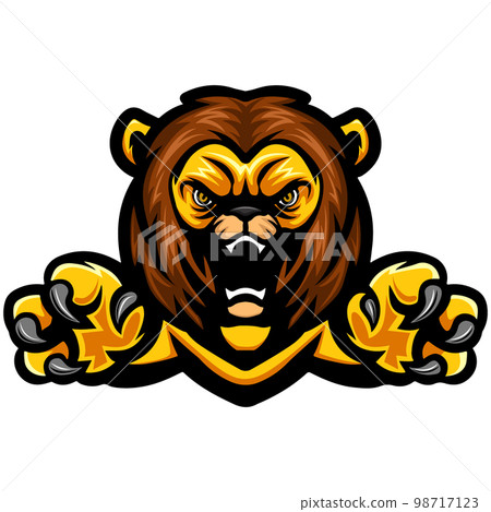 Angry leaping lion mascot character 98717123
