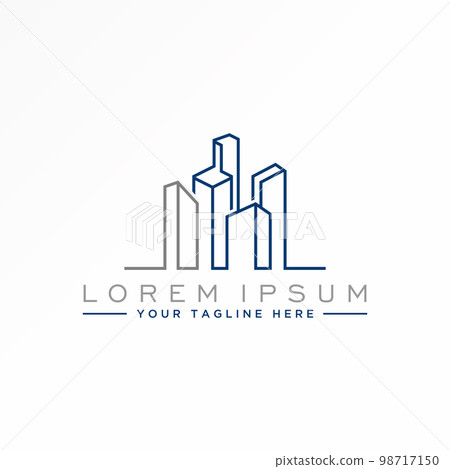 Simple City or Building in 3D with line art image graphic icon logo design abstract concept vector stock. Can be used as a symbol related to construction or property 98717150
