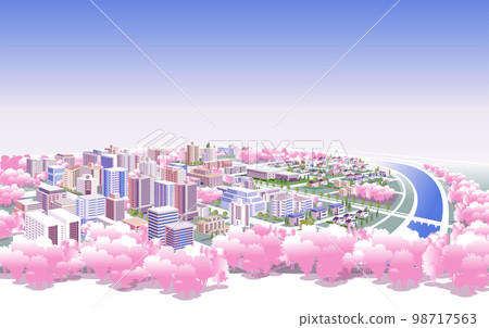 美麗的春天城市景觀和櫻花盛開的生活風景。將自然與房屋融為一體的城市發展,人們可以在這裡過上明亮的生活。 美麗的春天城市景觀和櫻花盛開的生活風景。將自然與房屋融為一體的城市發展,人們可以在這裡過上明亮的生活。 98717563