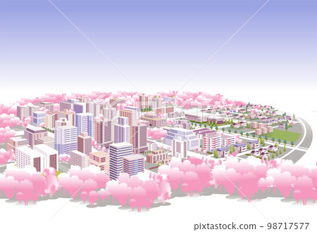 美麗的春天城市景觀和櫻花盛開的生活風景。將自然與房屋融為一體的城市發展,人們可以在這裡過上明亮的生活。 美麗的春天城市景觀和櫻花盛開的生活風景。將自然與房屋融為一體的城市發展,人們可以在這裡過上明亮的生活。 98717577