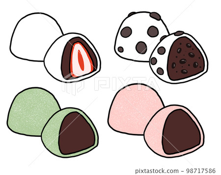 Illustration of four types of daifuku 98717586