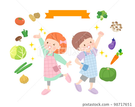 Image illustration of cooking children and ingredients 98717651