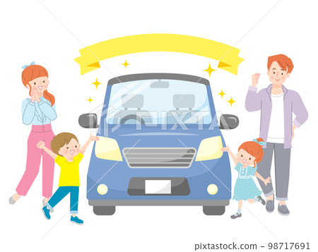 有車有笑的一家四口矢量圖素材 98717691