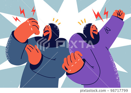 Decisive Arabic women protest on demonstration  98717799