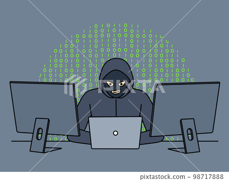 Male hacker steal information from computers Male hacker steal information from computers 98717888