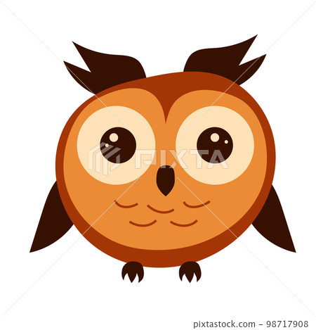 Cute round owl. Cartoon character for site, infographics, video, animation, websites, emails, newsletters, reports, comics 98717908