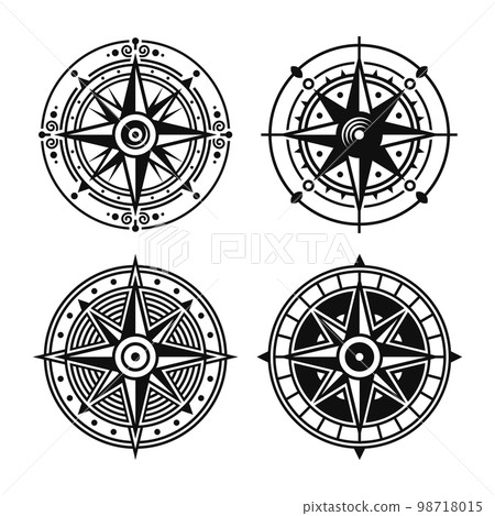 Compass Wind Rose Navigation Set on White Background. Vector 98718015