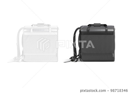Blank black and white delivery bag mockup, profile view Blank black and white delivery bag mockup, profile view 98718346