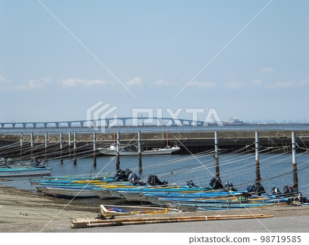 Tokyo Bay Aqualine seen from a fishing port in Chiba Prefecture 98719585