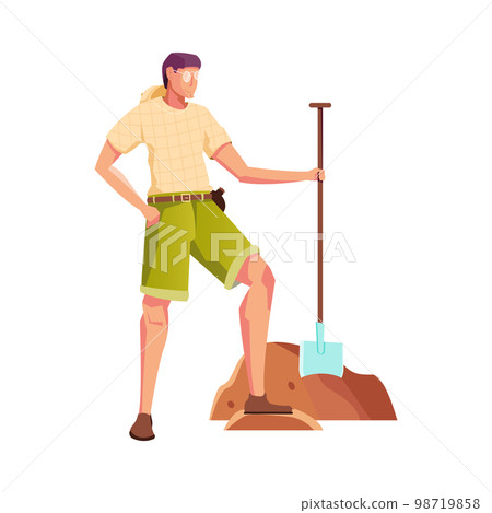 Archeological Digging Flat Composition 98719858