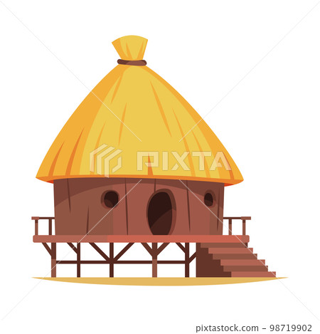 Straw Hut Cartoon Illustration 98719902