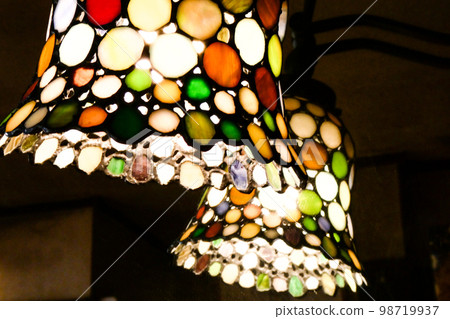 Photo: Coffee shop stained glass retro lamp Photo: Coffee shop stained glass retro lamp 98719937