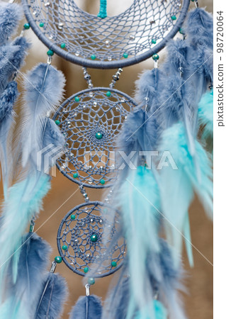 Handmade dream catcher with feathers threads and beads rope hanging Handmade dream catcher with feathers threads and beads rope hanging 98720064