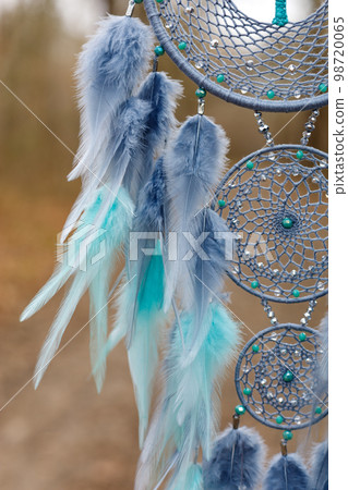 Handmade dream catcher with feathers threads and beads rope hanging Handmade dream catcher with feathers threads and beads rope hanging 98720065