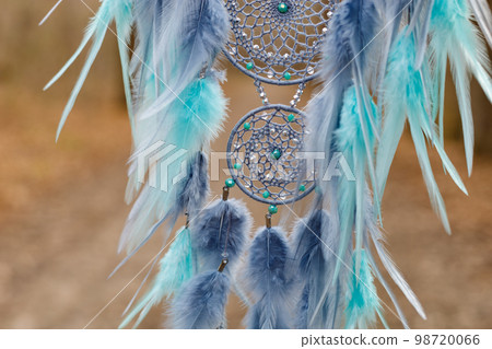 Handmade dream catcher with feathers threads and beads rope hanging Handmade dream catcher with feathers threads and beads rope hanging 98720066