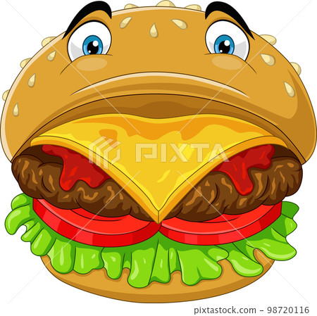 Cartoon burger on white background 98720116
