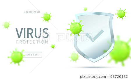 Virus protection concept. Security shield for virus protection. 98720182