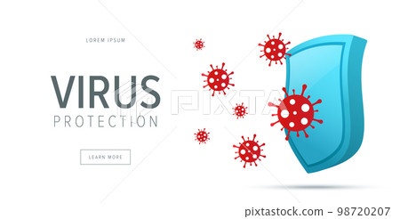 Virus protection concept. Security shield for virus protection. 98720207