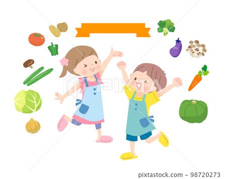 Image illustration of cooking children and ingredients 98720273