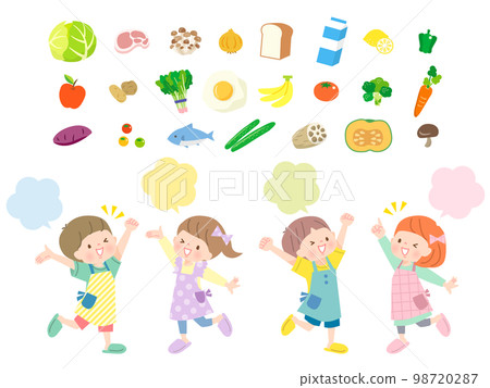 Image illustration material of children cooking 98720287