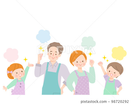 與家人一起享受烹飪的圖像插圖材料 98720292