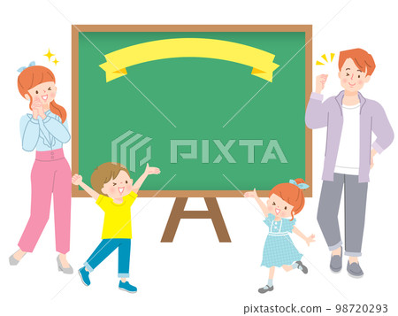 時尚家庭和黑板的插圖 98720293