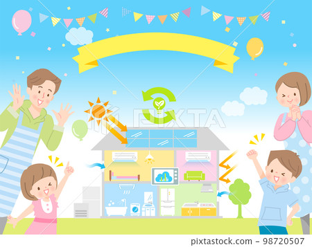 生態住宅和微笑家庭的形象 98720507