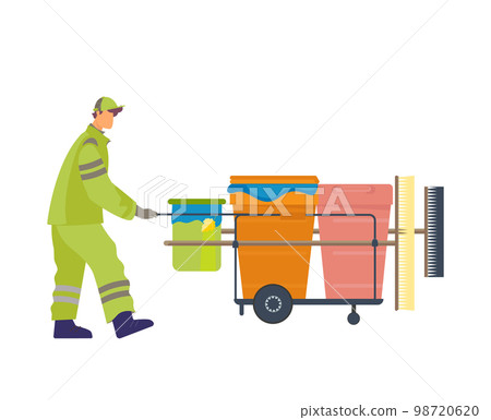 Streets Cleaning Flat Illustration Streets Cleaning Flat Illustration 98720620