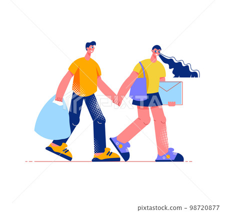 Shopping Together Flat Composition Shopping Together Flat Composition 98720877