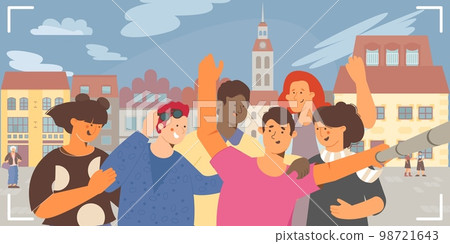 Group Selfie Flat Composition Group Selfie Flat Composition 98721643