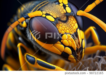 Extreme ultra macro of wasp (Vespula vulgaris) head 98722165