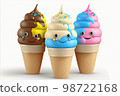 Set of cute cartoon happy smiling ice creams 98722168
