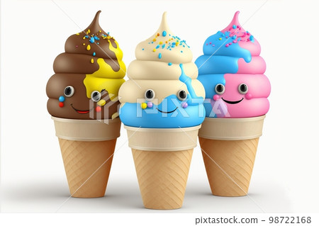 Set of cute cartoon happy smiling ice creams 98722168