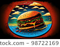 Hamburger abstract comic style painting 98722169