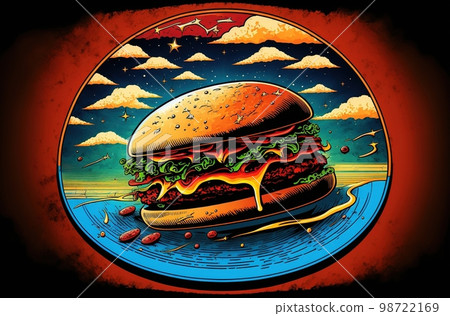 Hamburger abstract comic style painting 98722169