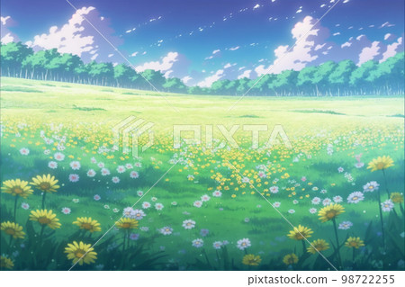 flower colorful meadow plant flower garden illusion fantasy anime 98722255