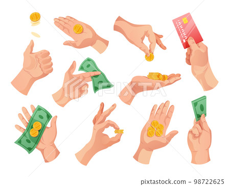Hands Holding Money Set 98722625