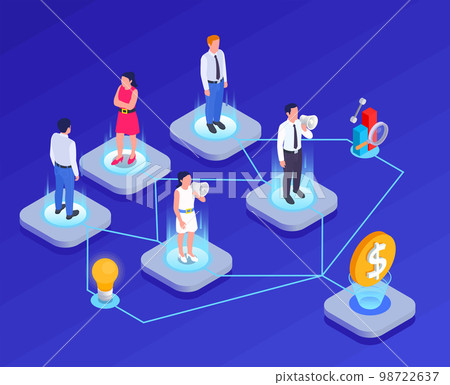 Marketing Technologies Isometric Flowchart 98722637