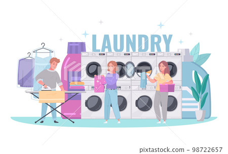 Laundromat Cartoon Illustration Laundromat Cartoon Illustration 98722657