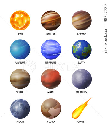 Realistic Space Planet Isolated Icon Set Realistic Space Planet Isolated Icon Set 98722729