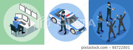 Police Security Isometric Design Concept 98722801